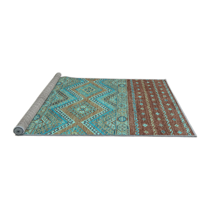 Sideview of Machine Washable Southwestern Light Blue Country Rug, wshabs2504lblu
