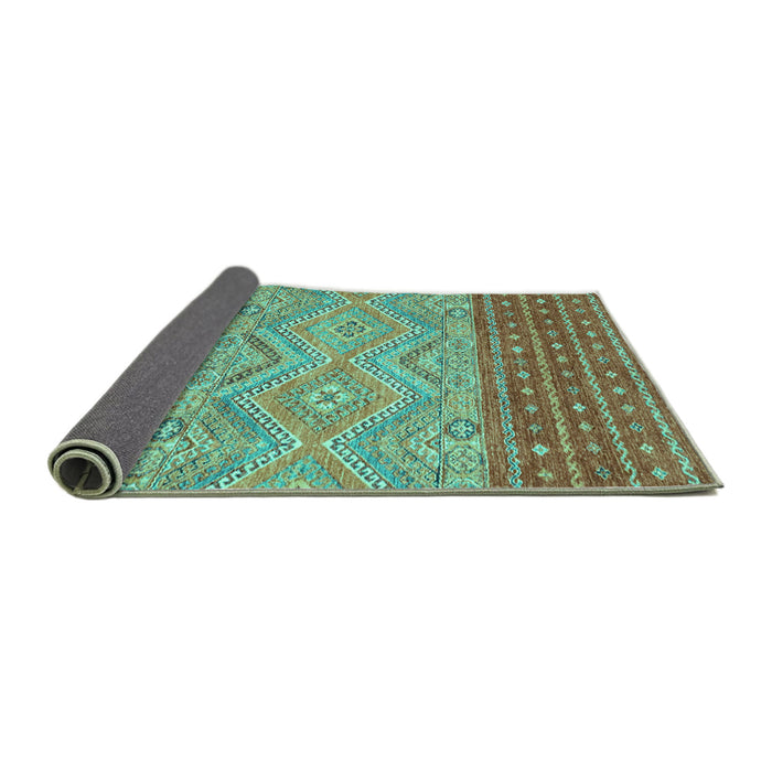 Sideview of Southwestern Turquoise Country Rug, abs2504turq