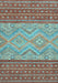 Machine Washable Southwestern Light Blue Country Rug, wshabs2504lblu