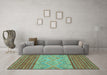 Machine Washable Southwestern Turquoise Country Area Rugs in a Living Room,, wshabs2504turq