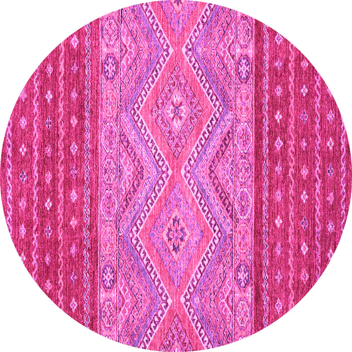 Round Machine Washable Southwestern Pink Country Rug, wshabs2504pnk