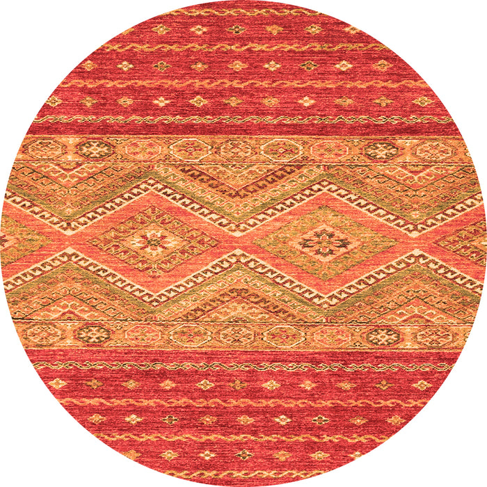 Round Machine Washable Southwestern Orange Country Area Rugs, wshabs2504org