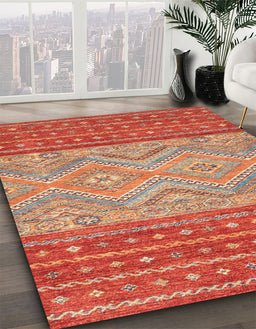 Machine Washable Abstract Brown Sand Brown Rug in a Family Room, wshabs2504