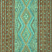 Square Machine Washable Southwestern Turquoise Country Area Rugs, wshabs2504turq