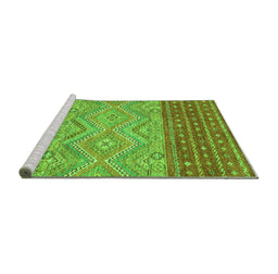 Sideview of Machine Washable Southwestern Green Country Area Rugs, wshabs2504grn
