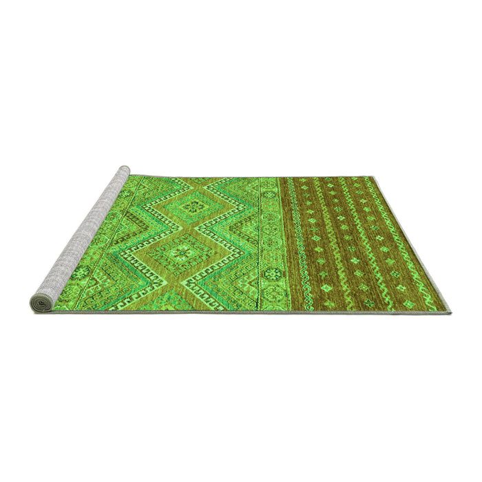 Sideview of Machine Washable Southwestern Green Country Area Rugs, wshabs2504grn