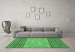 Machine Washable Southwestern Emerald Green Country Area Rugs in a Living Room,, wshabs2504emgrn