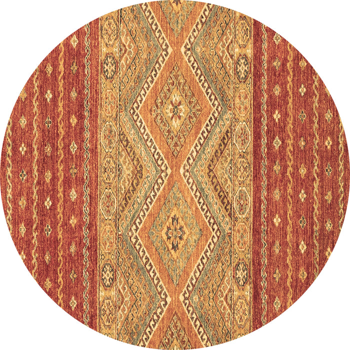 Round Machine Washable Southwestern Brown Country Rug, wshabs2504brn