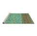 Sideview of Machine Washable Southwestern Turquoise Country Area Rugs, wshabs2504turq