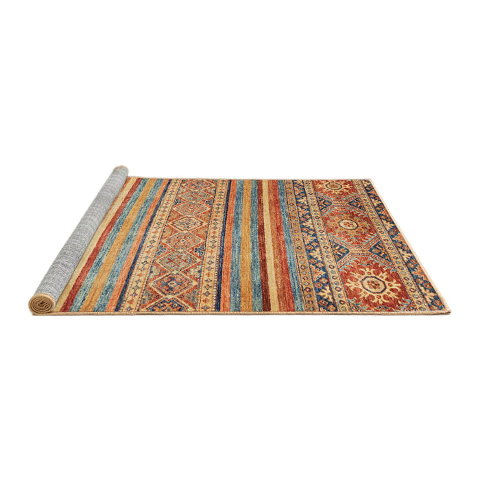 Sideview of Machine Washable Abstract Chestnut Red Rug, wshabs2505