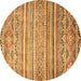 Round Abstract Brown Modern Rug, abs2505brn