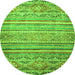 Round Abstract Green Modern Rug, abs2505grn