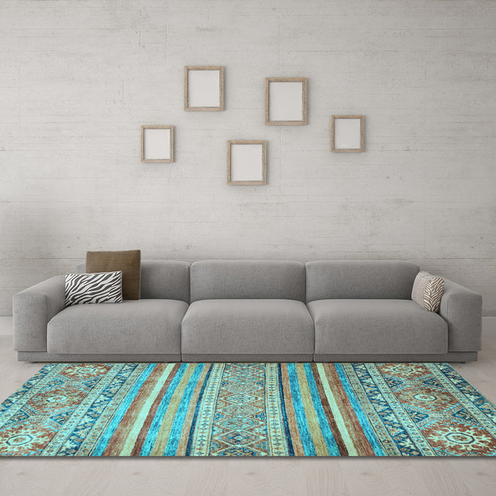 Machine Washable Abstract Light Blue Modern Rug in a Living Room, wshabs2505lblu