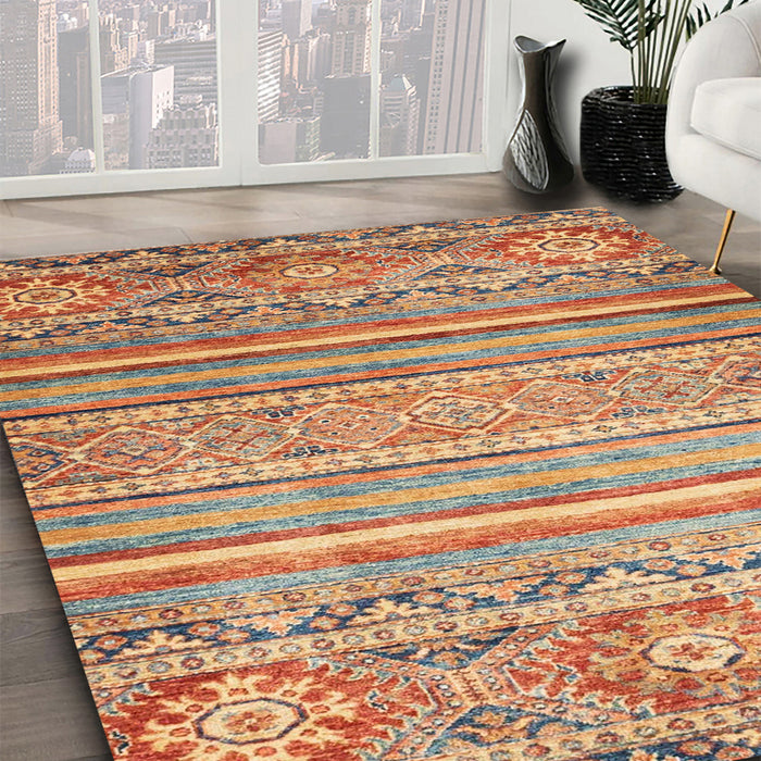 Abstract Chestnut Red Modern Rug in Family Room, abs2505