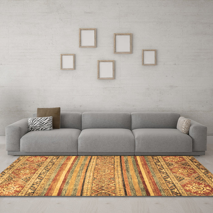 Machine Washable Abstract Brown Modern Rug in a Living Room,, wshabs2505brn