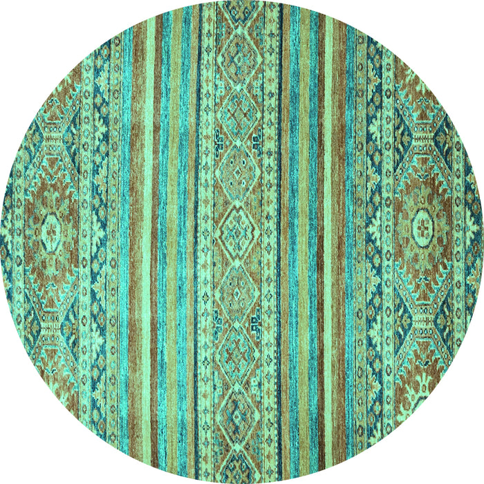 Round Abstract Turquoise Modern Rug, abs2505turq