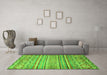 Machine Washable Abstract Green Modern Area Rugs in a Living Room,, wshabs2505grn