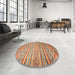 Round Machine Washable Abstract Chestnut Red Rug in a Office, wshabs2505