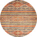 Round Machine Washable Abstract Chestnut Red Rug, wshabs2505