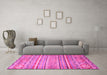 Machine Washable Abstract Pink Modern Rug in a Living Room, wshabs2505pnk