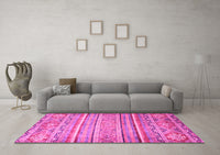 Machine Washable Abstract Pink Modern Rug, wshabs2505pnk