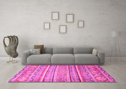 Machine Washable Abstract Pink Modern Rug in a Living Room, wshabs2505pnk