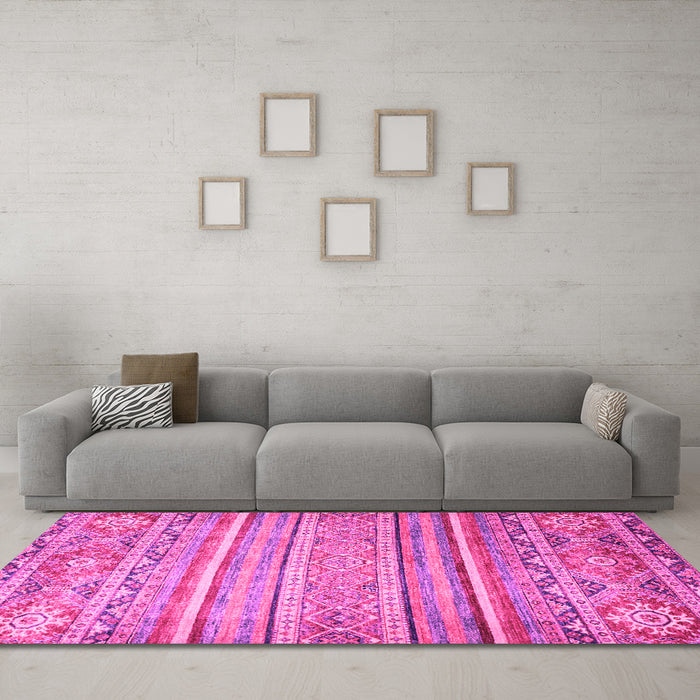 Machine Washable Abstract Pink Modern Rug in a Living Room, wshabs2505pnk