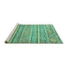 Sideview of Machine Washable Abstract Turquoise Modern Area Rugs, wshabs2505turq