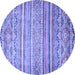 Round Abstract Blue Modern Rug, abs2505blu