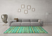 Machine Washable Abstract Turquoise Modern Area Rugs in a Living Room,, wshabs2505turq