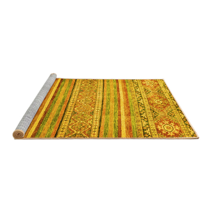 Sideview of Machine Washable Abstract Yellow Modern Rug, wshabs2505yw