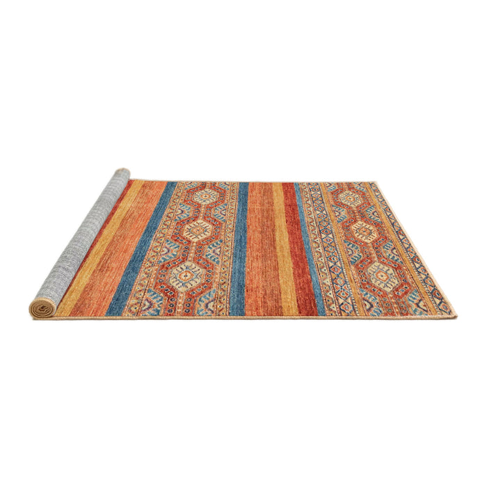 Sideview of Machine Washable Abstract Red Rug, wshabs2506