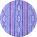 Round Abstract Blue Modern Rug, abs2506blu