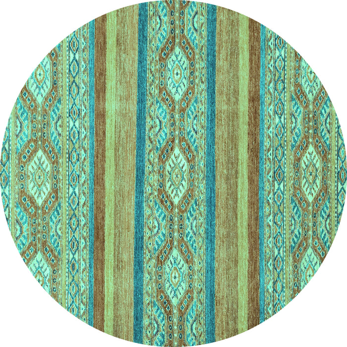 Round Abstract Turquoise Modern Rug, abs2506turq