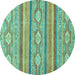 Round Abstract Turquoise Modern Rug, abs2506turq