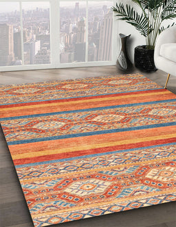 Abstract Red Modern Rug in Family Room, abs2506