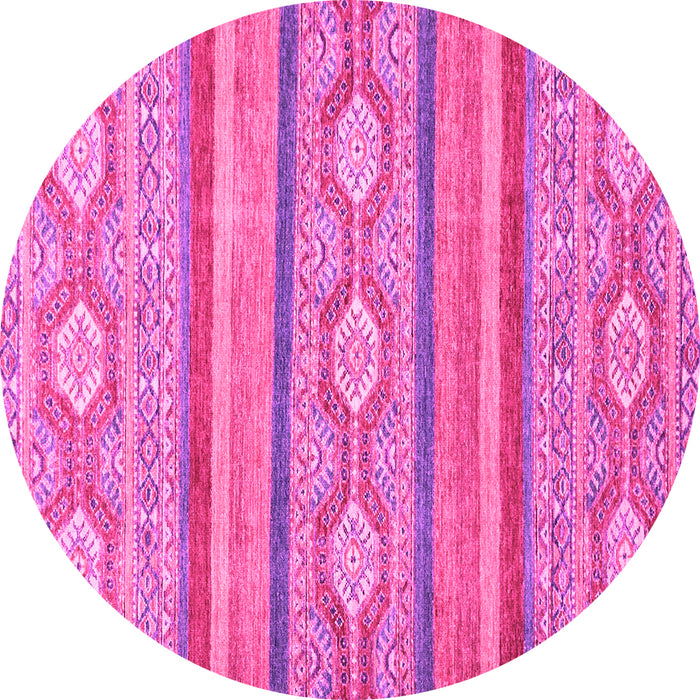 Round Machine Washable Abstract Pink Modern Rug, wshabs2506pnk