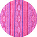 Round Machine Washable Abstract Pink Modern Rug, wshabs2506pnk