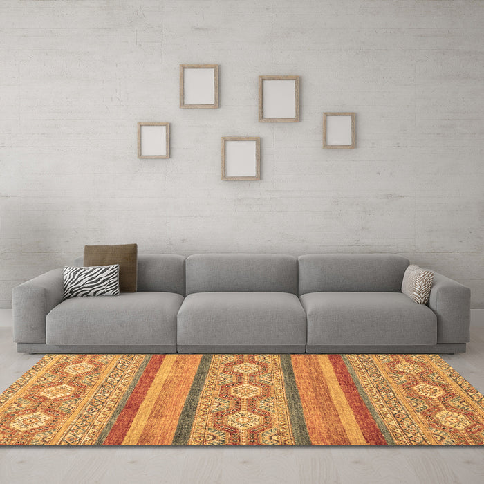 Machine Washable Abstract Brown Modern Rug in a Living Room,, wshabs2506brn