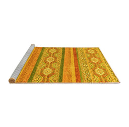 Sideview of Machine Washable Abstract Yellow Modern Rug, wshabs2506yw