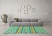 Machine Washable Abstract Turquoise Modern Area Rugs in a Living Room,, wshabs2506turq