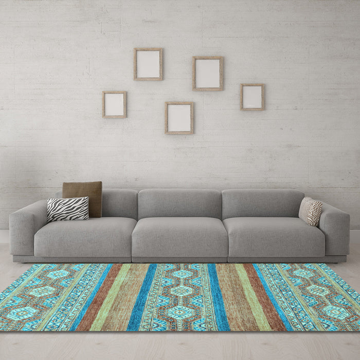 Machine Washable Abstract Light Blue Modern Rug in a Living Room, wshabs2506lblu