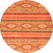 Round Machine Washable Abstract Orange Modern Area Rugs, wshabs2506org