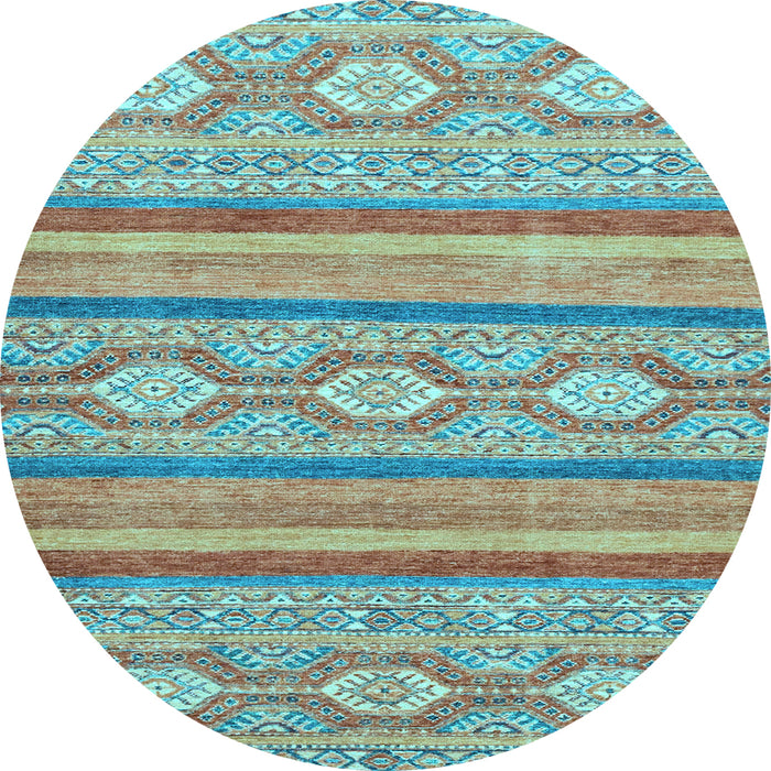 Round Machine Washable Abstract Light Blue Modern Rug, wshabs2506lblu
