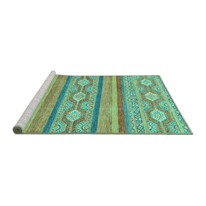Sideview of Machine Washable Abstract Turquoise Modern Area Rugs, wshabs2506turq