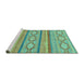 Sideview of Machine Washable Abstract Turquoise Modern Area Rugs, wshabs2506turq