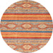 Round Abstract Red Modern Rug, abs2506