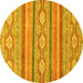 Round Machine Washable Abstract Yellow Modern Rug, wshabs2506yw