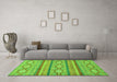 Machine Washable Abstract Green Modern Area Rugs in a Living Room,, wshabs2506grn