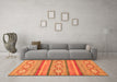 Machine Washable Abstract Orange Modern Area Rugs in a Living Room, wshabs2506org